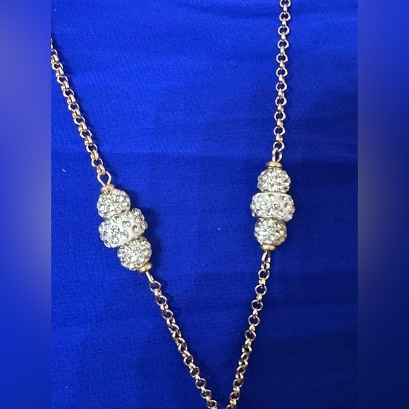 Beaded Tassel Necklace Gold Tone Rhinestone Stone Accent Signed M 5307 P - Picture 11 of 12